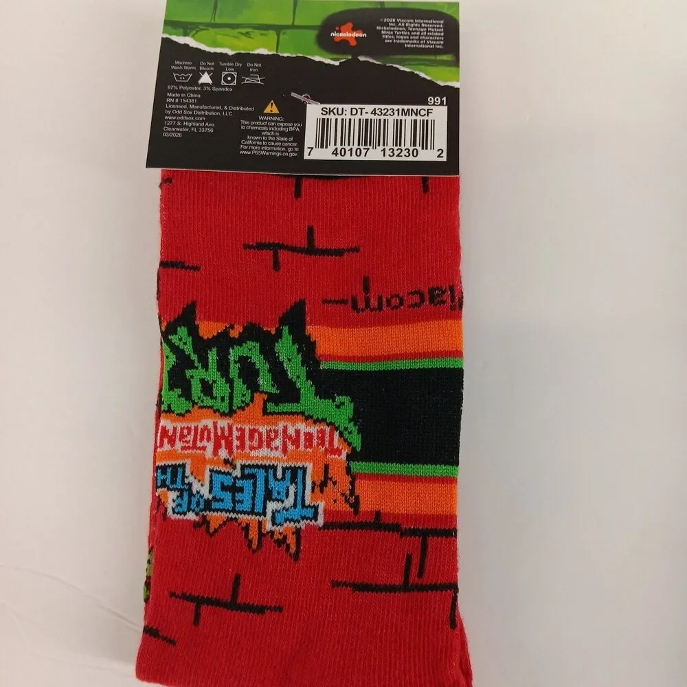 Teenage Mutant Ninja Turtles TMNT 2-pair Cartoon Mens Sz 6-12 Crew Socks NWT